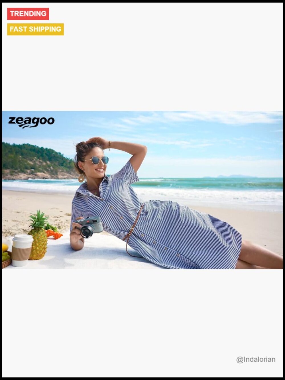 Button Down Shirt Dress A-Line Midi with Pockets Short Sleeve Summer Cover Up - Picture 7 of 7